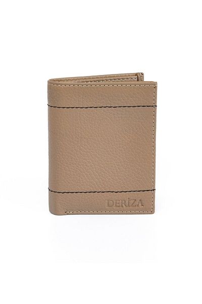 Deriza Мъжки вертикален кожен мини портфейл от норка