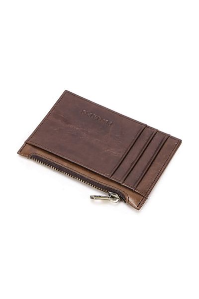 Contact’S Επαφές Tono - Γνήσιο δέρμα Ultra Slim Brown Ανδρική θήκη για κάρτες