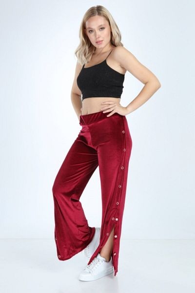 İkmal Women's Claret Red Snap Velvet Bottom