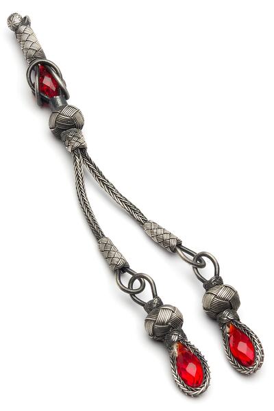 OTTOTESBİH 9 gr Argint Sterling 925 - Tassel Kazaz placat cu oxid de piatră roșie