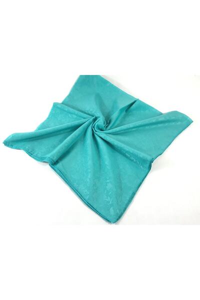 AYSİM TEKSTİL Aysim Kendinden Desenli Kare Örtü- Tülbent -yazma -turkuaz