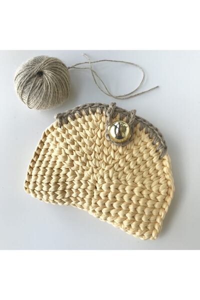 Quantın Clutch Sarı - Portföy Örgü Kadın Çantası - Örgü Koleksiyonu