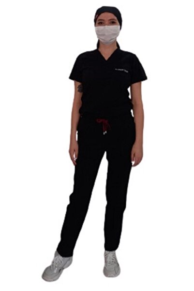 Emel Tekstil Likralı Doktor Hemşire Lacivert Forma V Yaka Üniforma Takım
