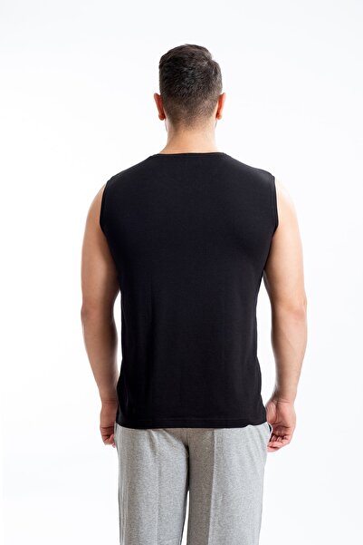 SEASOUL Ανδρικό μαύρο μπαμπού αμάνικο μπλουζάκι