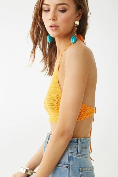 MAJOR ÇANTA VE AYAKKABI Major Knitted Bustier Dark Yellow
