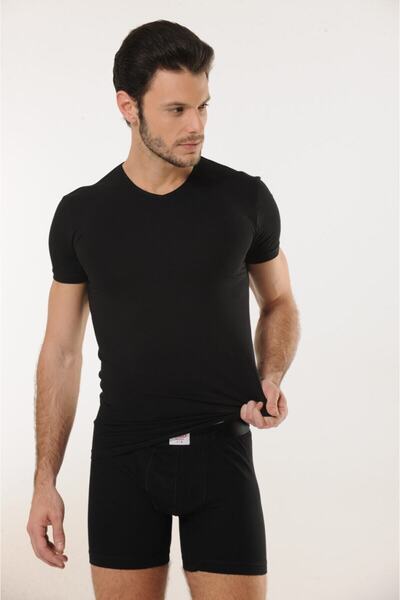 Hmd 6-Piece Men's Cotton Black V-Neck Undershirt & Lycra Comfortable Texture 702-6