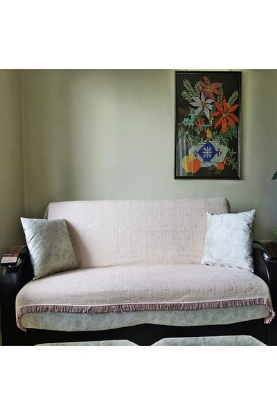 Yavuz Tekstil Başak Pattern Double 100% Cotton Pique & Bedspread Powder
