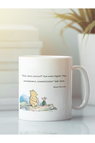 Genel Markalar Beyaz Kupa Bardak Winnie The Pooh Arkadaşlık Kardeşlik Dostluk