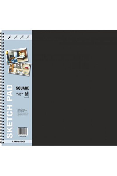 Cankardeş لوحة رسم مربعة حلزونية 25x25 سم 200 جرام 30 صفحة