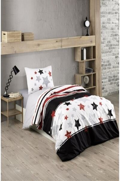 Taç Kristal Ranforce Tek Kişilik Nevresim Takımı Tutku Siyah Beyaz