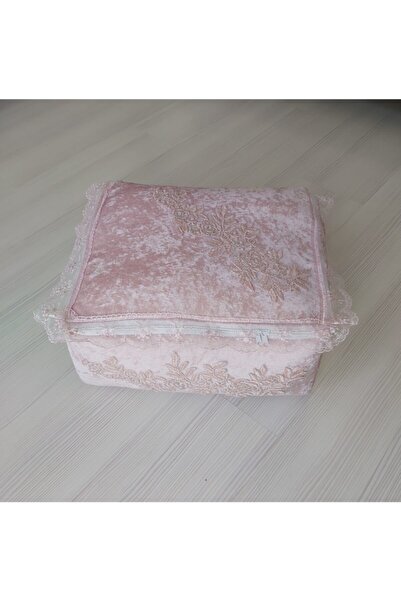 Lamazihome Bohça Nişan Hurcu Çeyizlik Kadife Hurç Pudra 45 Cm Eninde