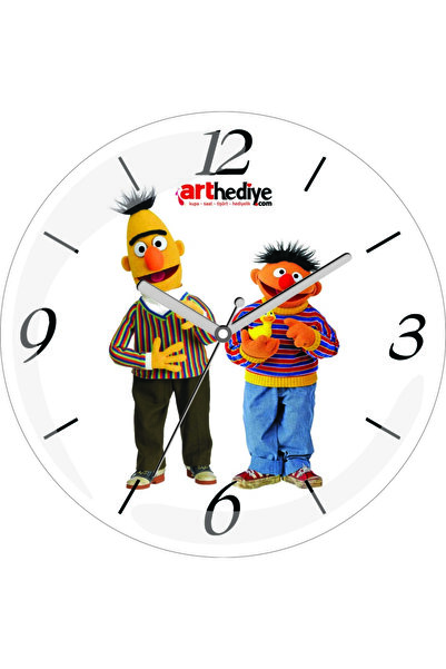 3M Ceas de perete din sticlă autentică Edi Büdü Sesame Street Bombeli