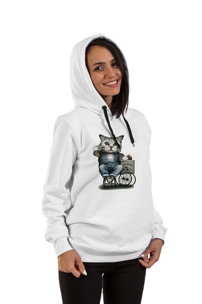 Raf Coll Φούτερ Unisex White D. Cat με κουκούλα