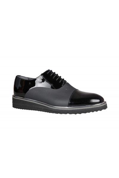 Mert Eser -fosco 1566 Classic Pure Leather Pantofi ocazionali pentru bărbați din piele lacuită neagră