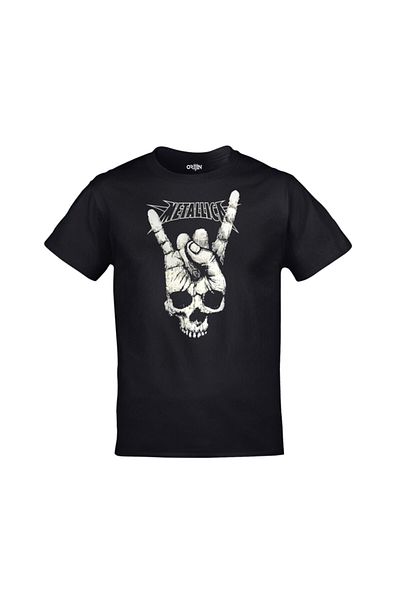 Orijin Tekstil Μαύρο μπλουζάκι με στάμπα Metallica Unisex