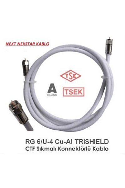 NEXT NEXTSTAR Next Rg6 U4 Sıkmalı Konnektörlü Uydu Anten Kablosu - 50 Metre