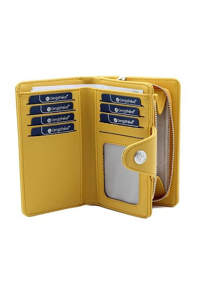 CENGİZ PAKEL Medium Size Unisex Mustard Wallet - Std Classic