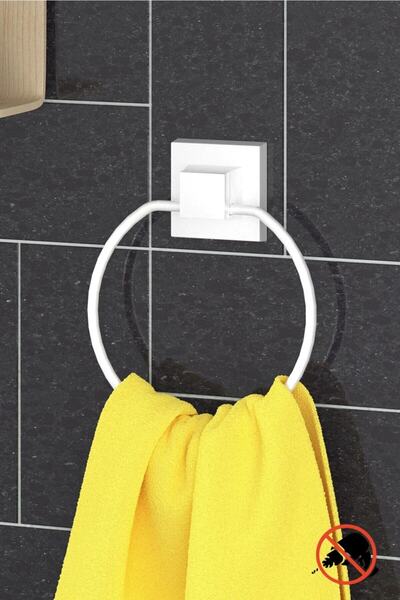 Teknotel Delme Vida Matkap Yok! Easyfıx Yapıskanlı Yuvarlak Havluluk Beyaz Ef235