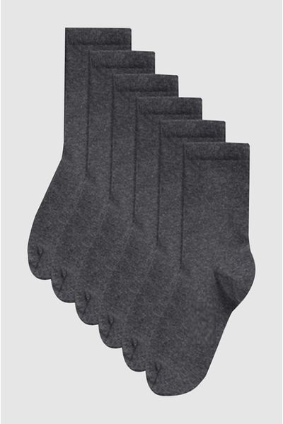 MEM SOCKS Дамски сиви безшевни сезонни чорапи до глезена, 6 броя