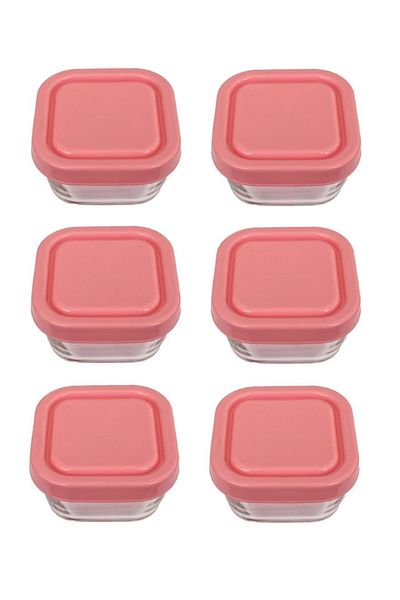 Paşabahçe 53223 Snowbox 6-Piece Glass Storage Container 275cc Pink