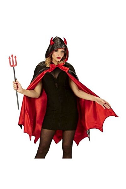 KOSTÜMCE Şeytan Pelerini Başlıklı Yetişkin Bayan