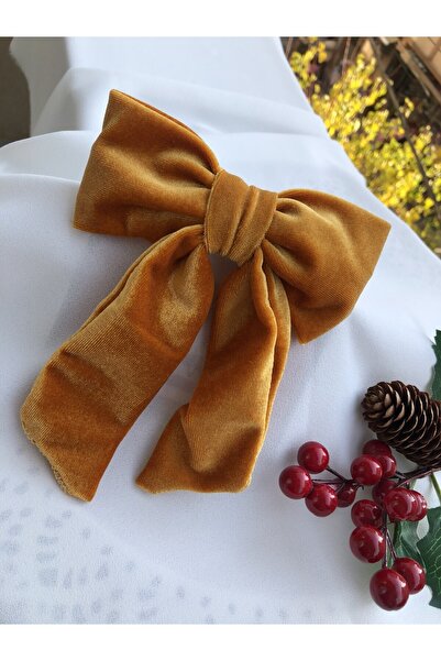 Juno Aksesuar Cataramă automată cu arc din catifea galbenă