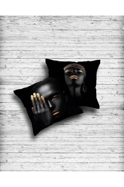 Alkan Homes غطاء وسادة رمي للفتيات الأفريقيات مطبوع على الوجهين مكون من قطعتين