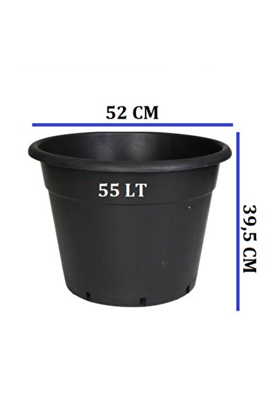 Asenya Üretim Saksısı 2 Adet 52x39,5 Cm 55 Lt Plastik Saksı Siyah Üretim Saks...