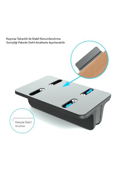 iDock Dikey Genişliği Ayarlı Laptop Macbook Standı Space Gray