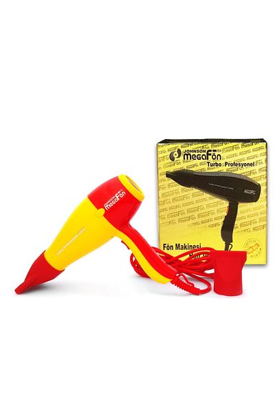 Johnson MegaFront 2400w Professional Hair Dryer and Hairdresser - Yellow and Red