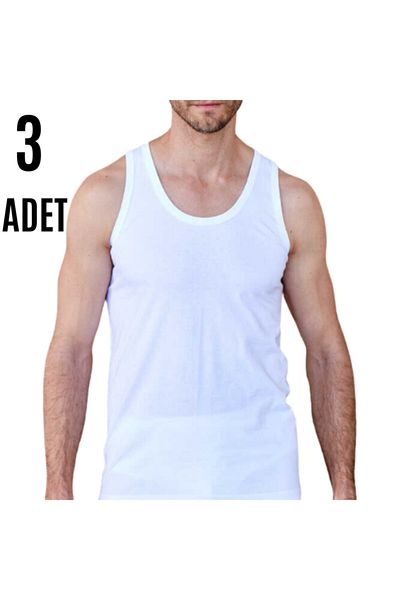 Berrak Men's 3 Pack 100% Cotton White Undershirt 1020