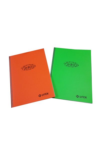 UFEN 2 bucăți Trend Spiral Fluorescent Pp Copertă 72 de coli A4 Caiet în carouri