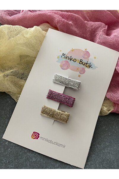 Miniko Butik 3'lü Minimal Simli Klips Toka Seti