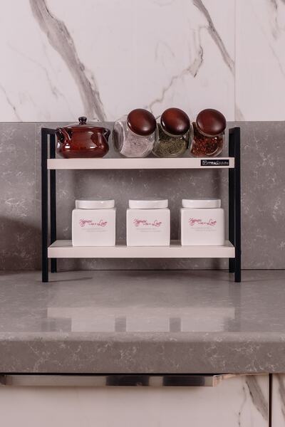 Mudesa Metal Masa Tezgah Üstü Düzenleyici Organizer Banyo Mutfak Rafı Kitaplık Baharatlık