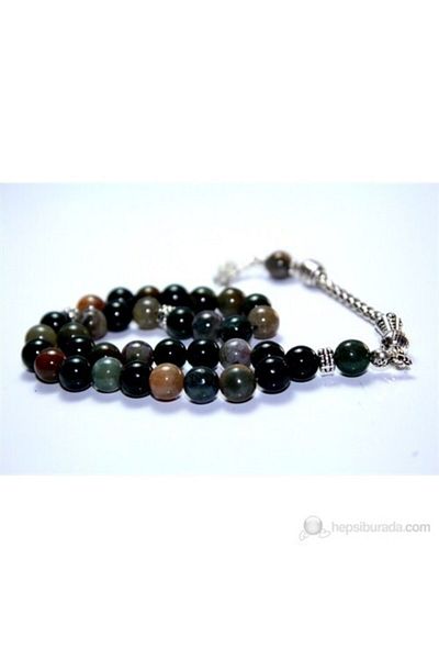 RD EKOAVM Yörem Moss Agate Stone Prayer Beads 8 Mm Globe Cut