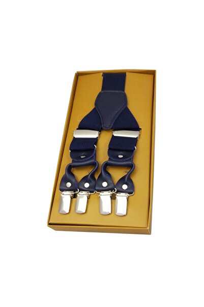 Kemer Dünyası Μεταλλική κρεμάστρα παντελονιών με 6 κλιπ, δερμάτινη πολυτελής μπλε ναυτική