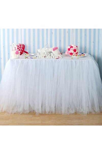 Genel Markalar Kabarık Kristal Tütü Tül Masa Eteği Beyaz Renk -aynı Gün Kargo