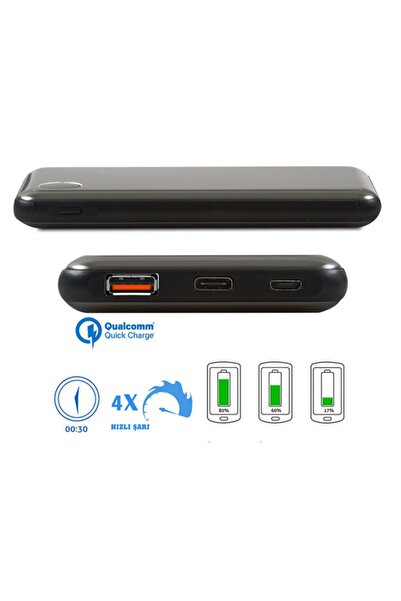 S-LINK Ip-qc10pd 10.000 Mah Pd Hızlı Şarj Taşınabilir Pil Şarj Cihazı- Siyah