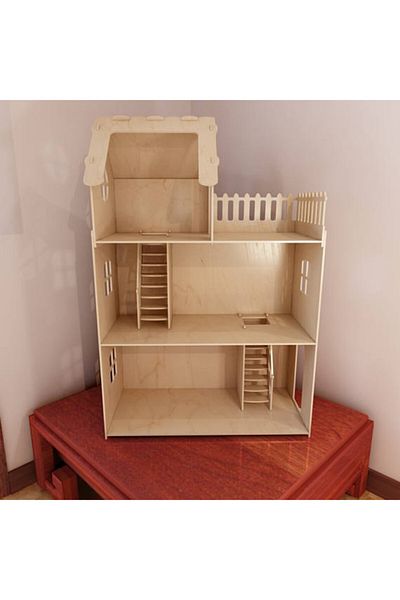 hdrlazerdizayn Wooden Montessori Play Doll House