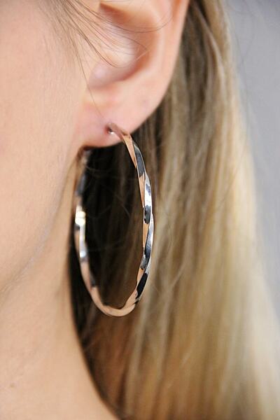 Argentum Concept 925 Ayar Gümüş Burgu Halka Küpe - K089201