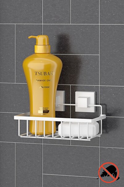 Teknotel Delme Vida Matkap Yok! Easyfıx Yapıskanlı Tek Katlı Banyo Rafı Beyaz...