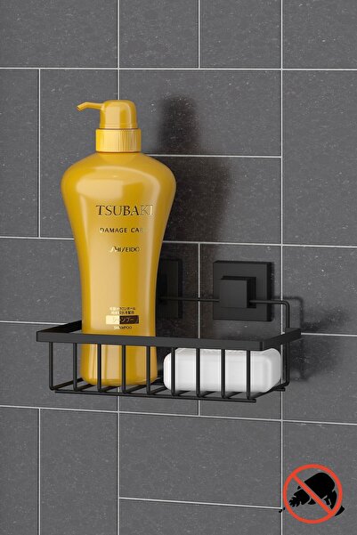 Teknotel Delme Vida Matkap Yok! Easyfıx Yapıskanlı Tek Katlı Banyo Rafı Mat Siyah Ef241