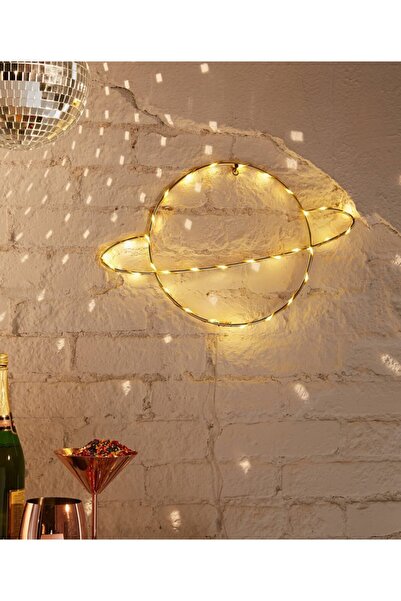 Genel Markalar Dekoratif Led Işıklı Duvar Tel Satürn Gece Lambası