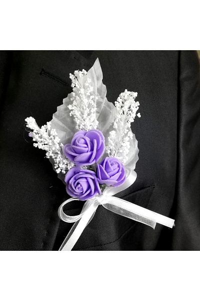 Lora Davet Boutonniere για τον γαμπρό και τους φίλους λιλά