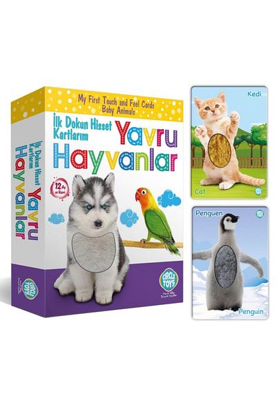 Circle Toys بطاقات الذكاء لعمر 0-3 سنوات، اللمس، الشعور، بطاقات التدريب على التشخيص، حيوانات الأطفال