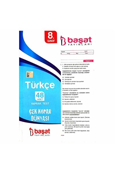Başat Yayınları Başat 8.sınıf Lgs Türkçe Yaprak Test