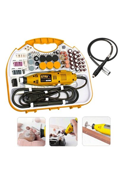 STAXX POWER 300 Parça 400 Watt 60.000 Rpm 6 Kademe Devirli Hobi Gravür Taşlama Zımpara Çantalı Set