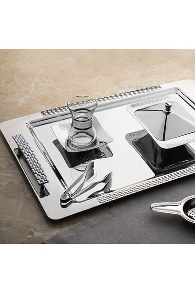 Nehir Sirma Plain Tea Serving Presentation Set 28 Pieces (Without Glass)