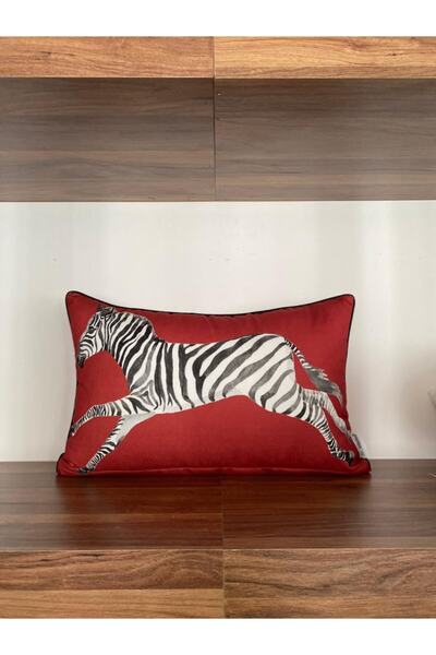 KIRLENTİM E712 Husă de pernă cu model de zebră pe două fețe și cu borduri din pâslă