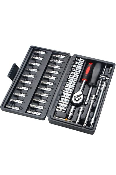 Depolife 46 Piece Mini Socket Set Automatic Ratchet 1/4" Wrench Set High Quality Combination Tool Set